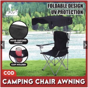 foldable camping chair with awning